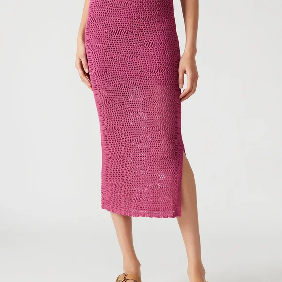 Pink Rose Crochet Midi Skirt Steve Madden Liliana Size XS - Picture 4 of 10